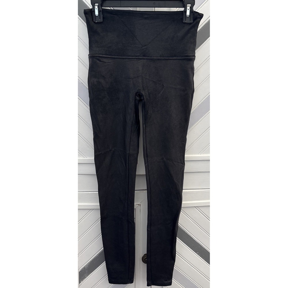Spanx Women's L Black Faux Leather Shine Bodycon Ankle Pants Shapewear‎ Leggings - Picture 4 of 15